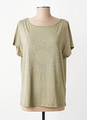 T-shirt coupe droite manches courtes vert MARBLE femme