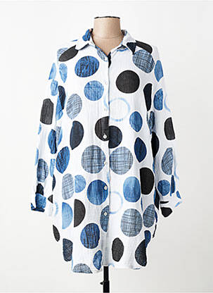 Tunique manches longues col chemisier bleu LAGON BLEU femme