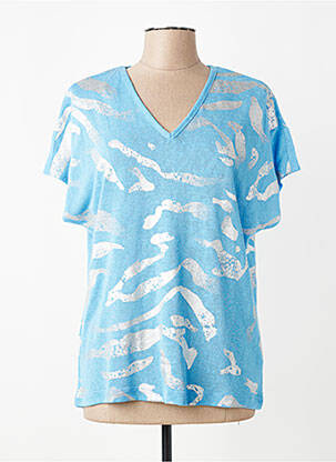 T-shirt coupe droite manches courtes bleu MARBLE femme