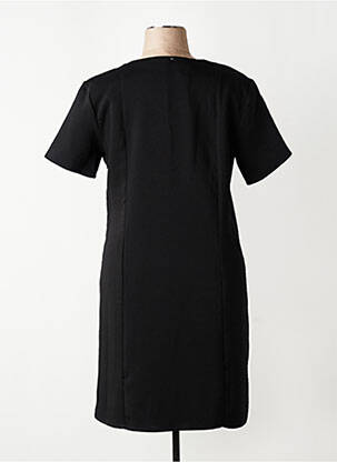 Robe mi-longue tissage crêpe manches courtes noir AURA BY FIGURE LIBRE femme