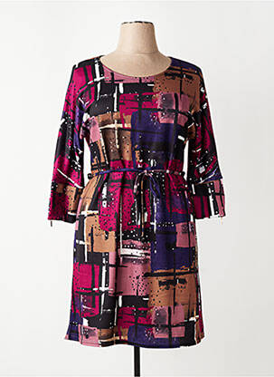 Robe mi-longue manches 3/4 manches 3/4 rouge VIE NOCTURNE femme