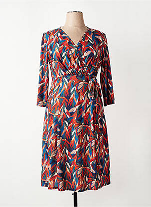Robe mi-longue manches 3/4 manches 3/4 orange RENATTO BENE femme
