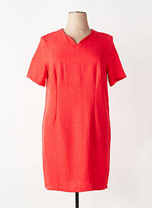 Robe mi-longue manches courtes manches courtes rouge ELEANE femme
