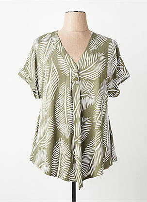 Tunique manches courtes tissage crêpe vert MARBLE femme