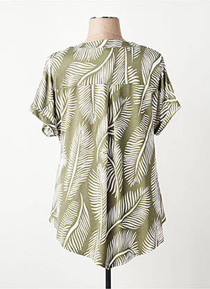 Tunique manches courtes tissage crêpe vert MARBLE femme