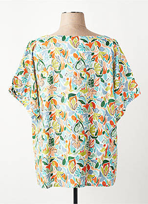 Blouse tissage popeline manches courtes bleu AGATHE & LOUISE femme