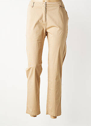Pantalon chino tissage popeline taille normale beige AGATHE & LOUISE femme
