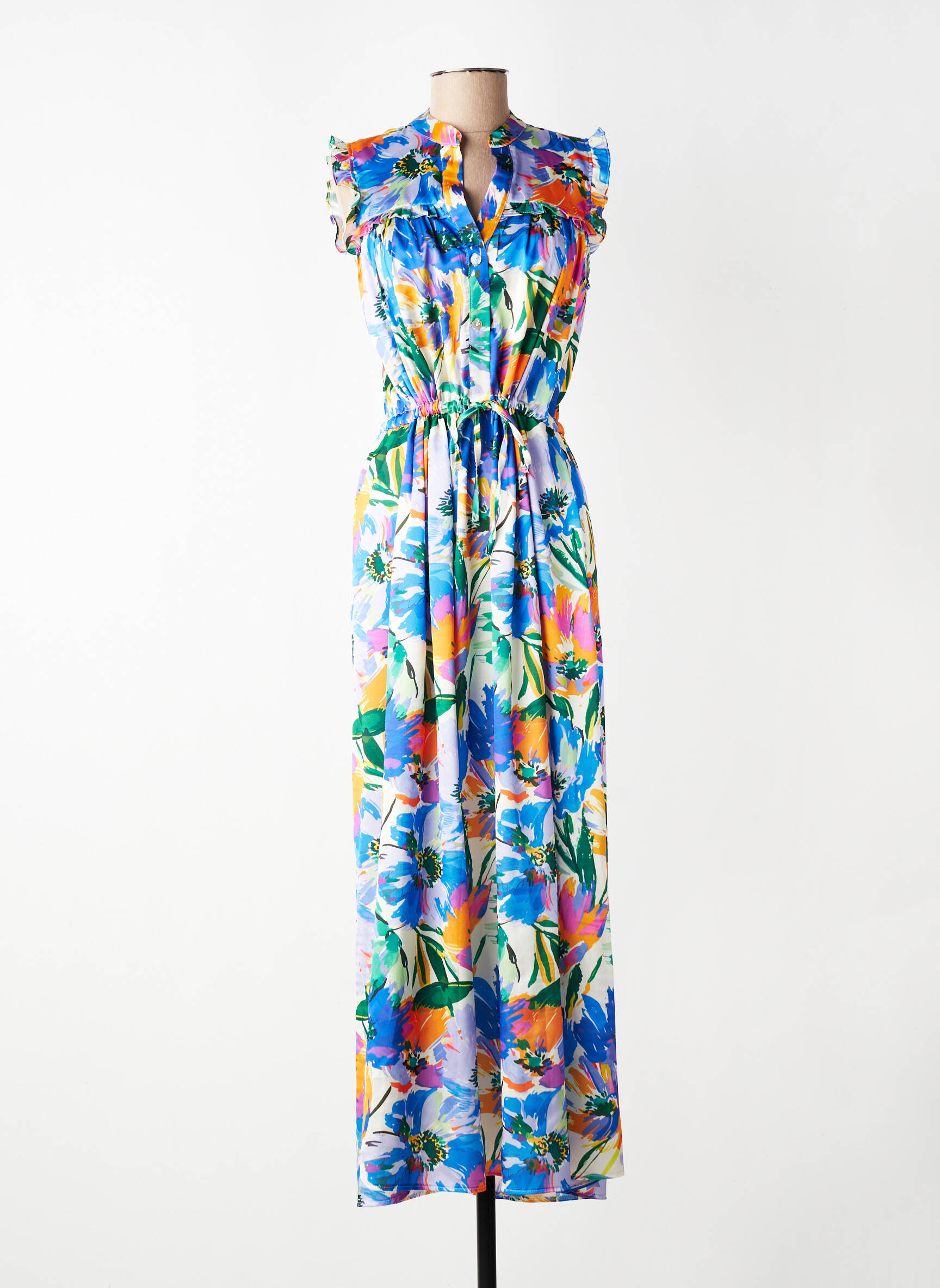 Robe longue manches courtes manches courtes bleu SCARLET ROOS femme