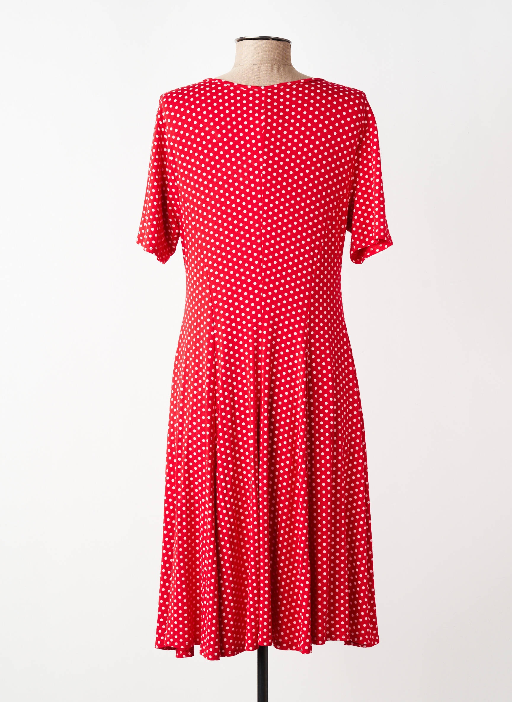 Robe mi-longue manches courtes manches courtes rouge ATLANTA femme