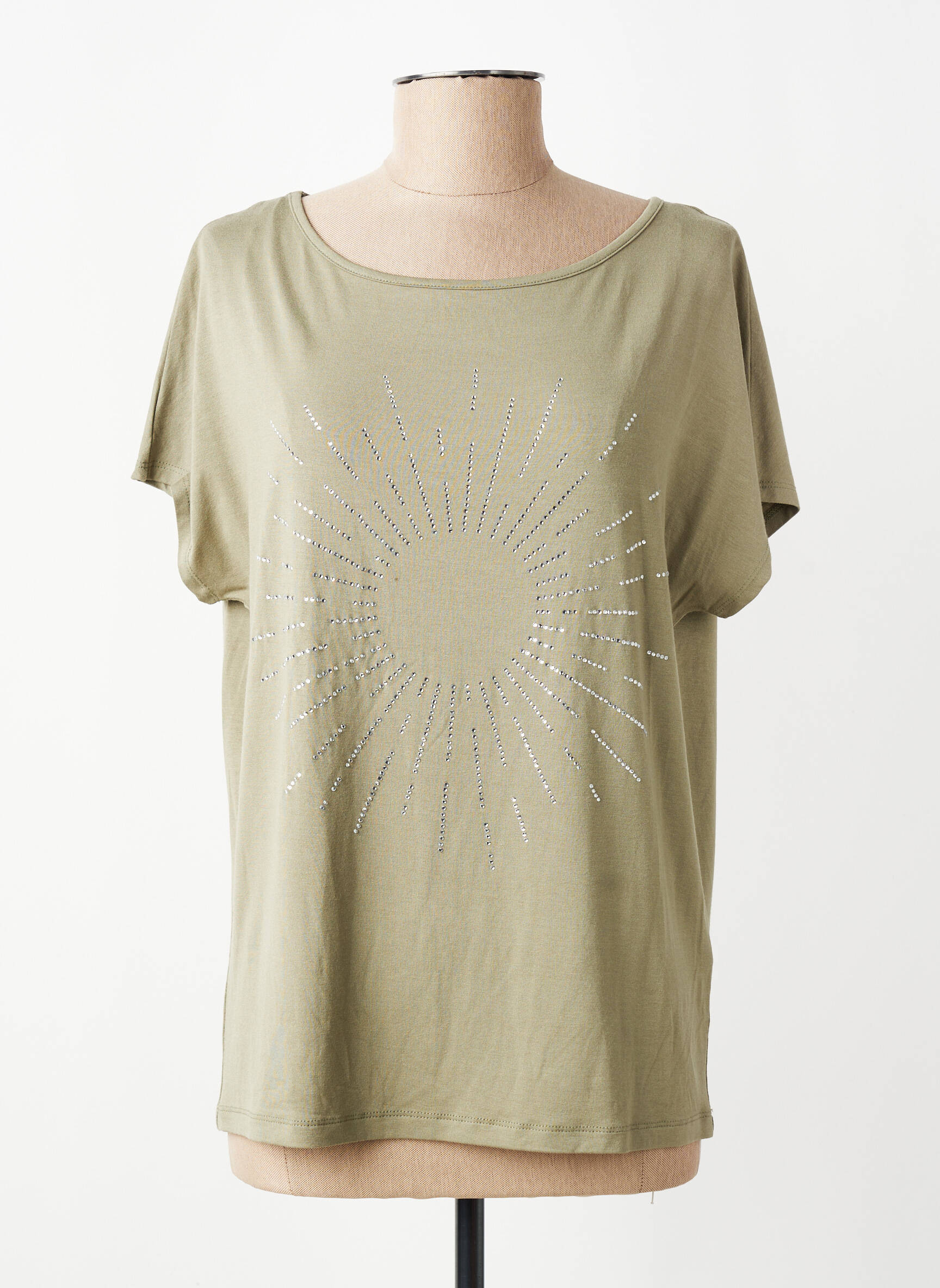 T-shirt coupe droite manches courtes vert MARBLE femme