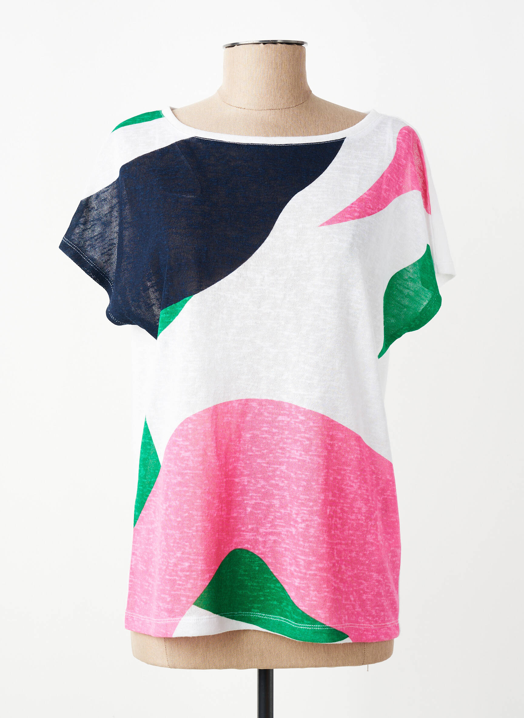 T-shirt coupe droite manches courtes blanc MARBLE femme