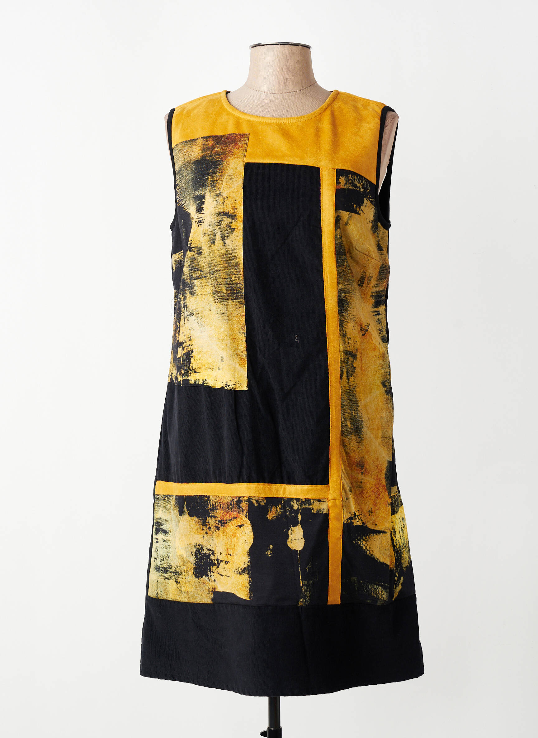 Robe mi-longue imprimé fleurs sans manche jaune AURA BY FIGURE LIBRE femme