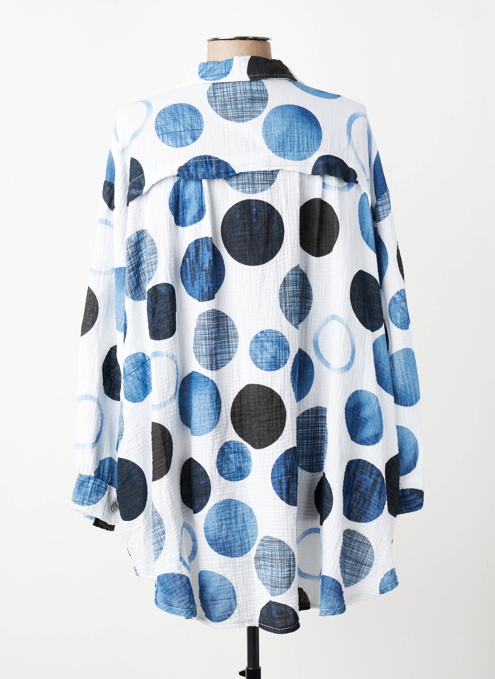 Tunique manches longues col chemisier bleu LAGON BLEU femme