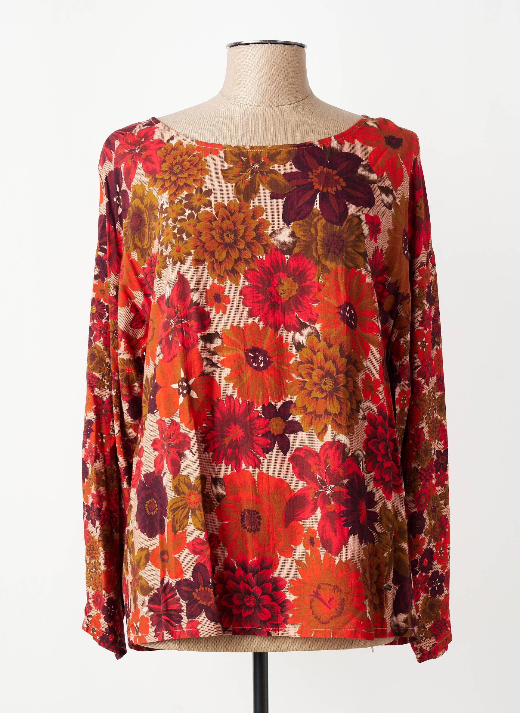 Blouse tissage popeline manches longues orange AGATHE & LOUISE femme