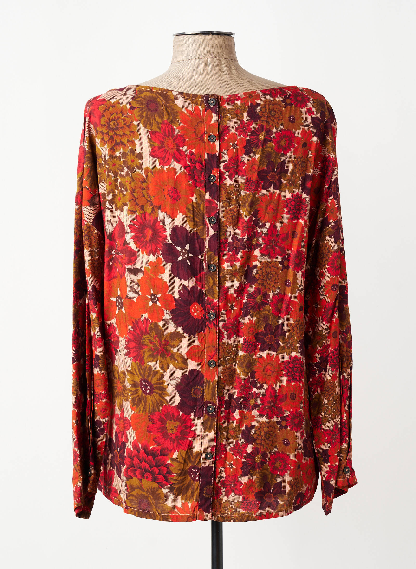 Blouse tissage popeline manches longues orange AGATHE & LOUISE femme