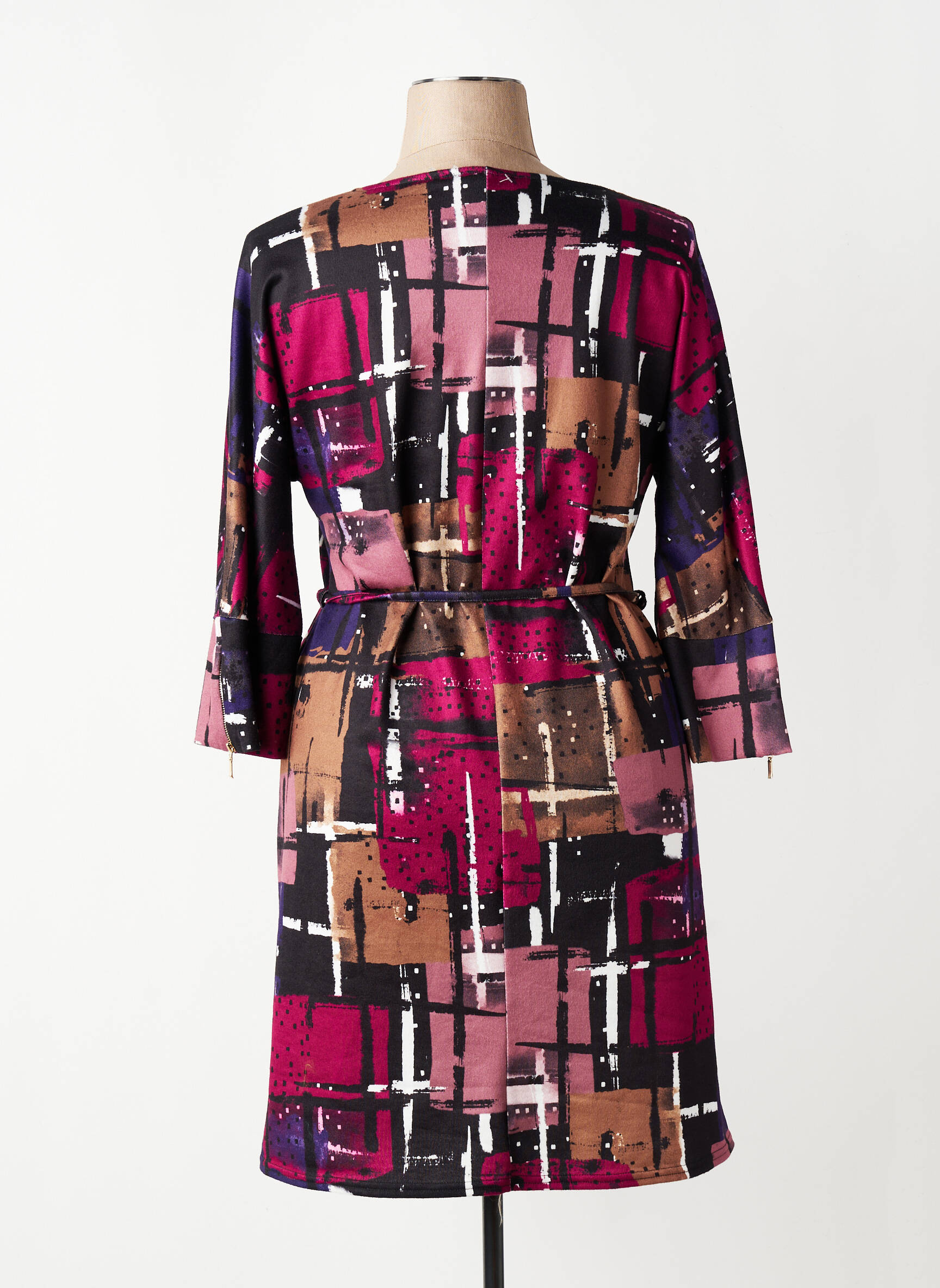 Robe mi-longue manches 3/4 manches 3/4 rouge VIE NOCTURNE femme