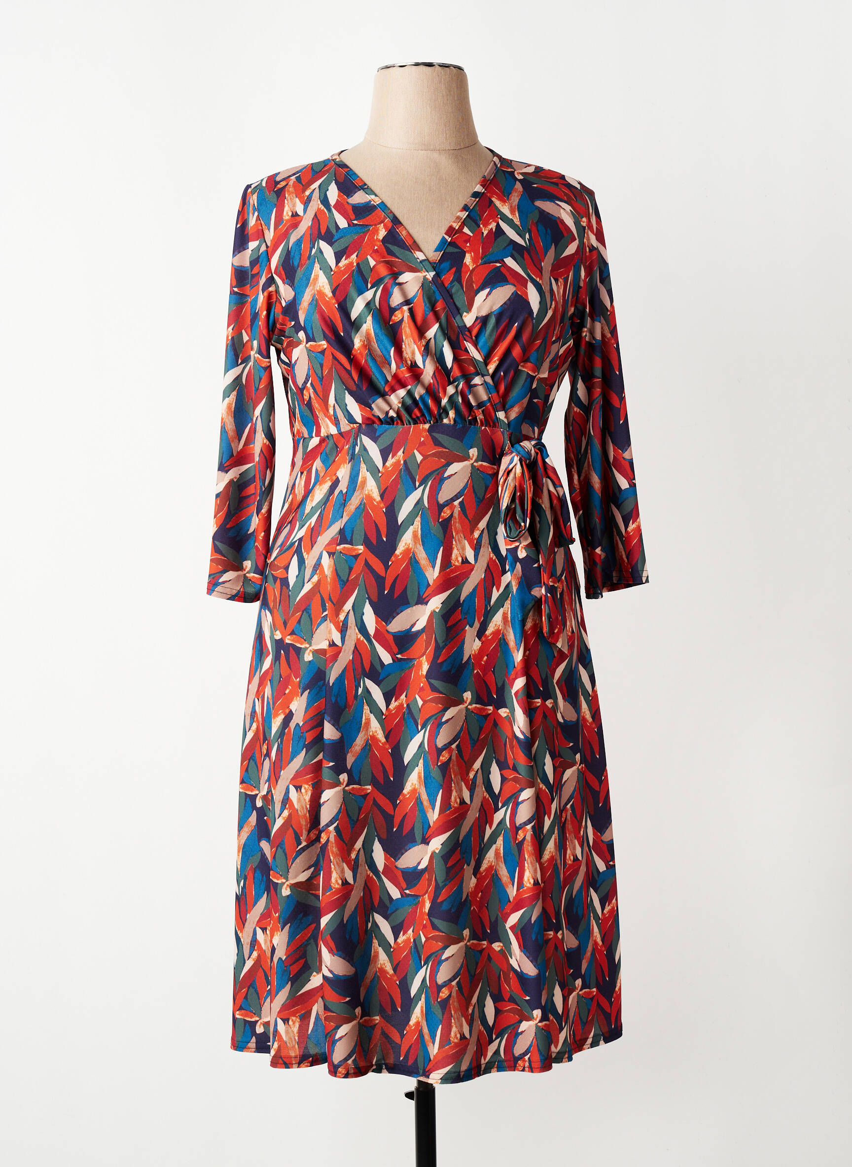Robe mi-longue manches 3/4 manches 3/4 orange RENATTO BENE femme