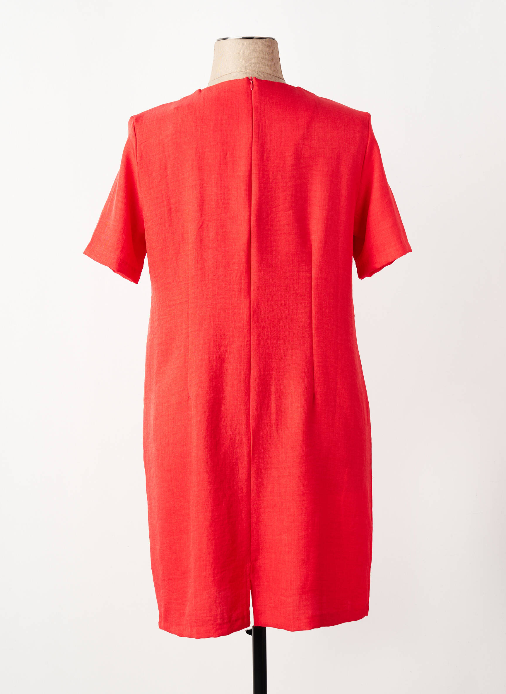 Robe mi-longue manches courtes manches courtes rouge ELEANE femme