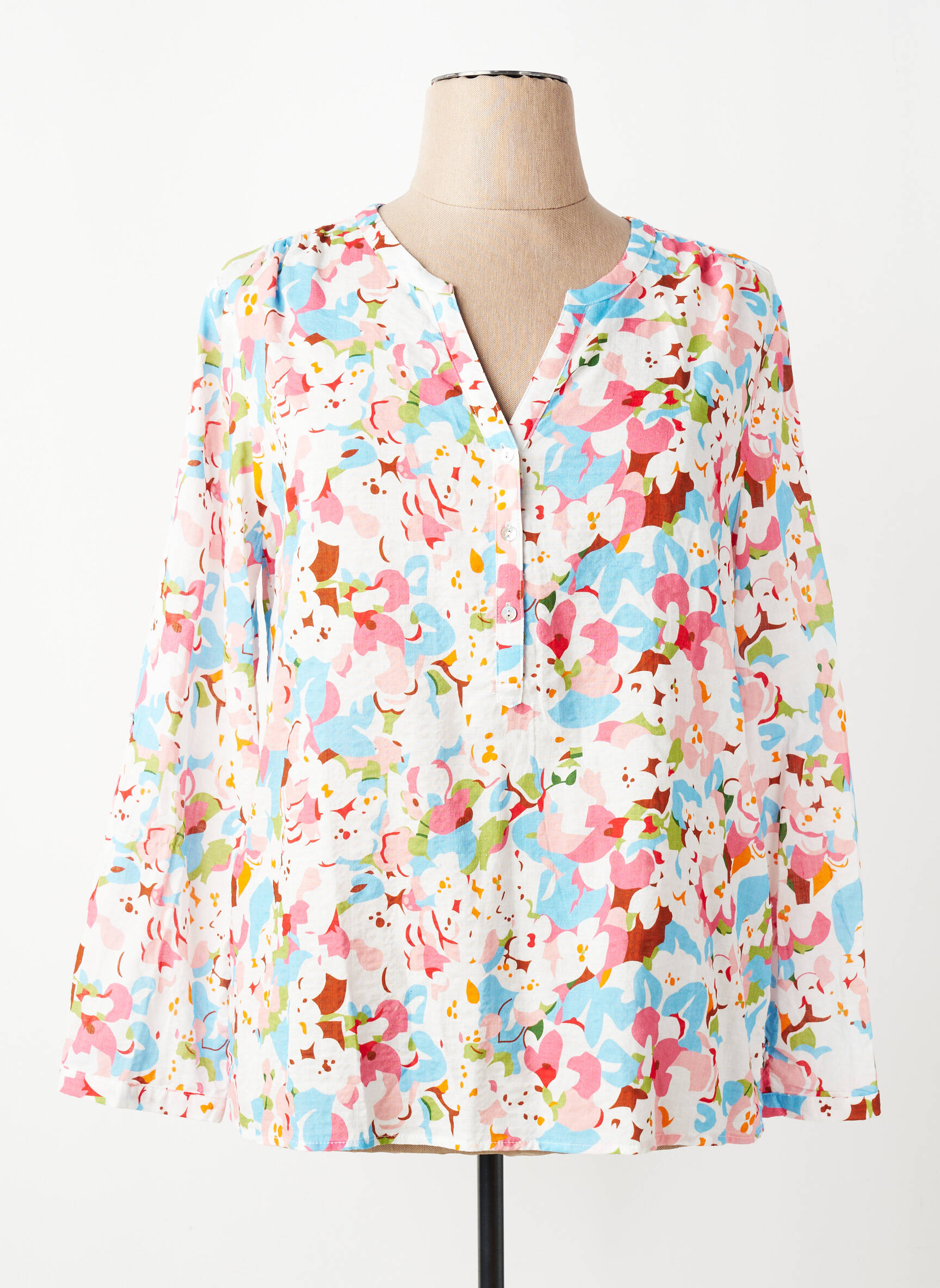 Blouse légère et transparente manches longues rose CHANON femme