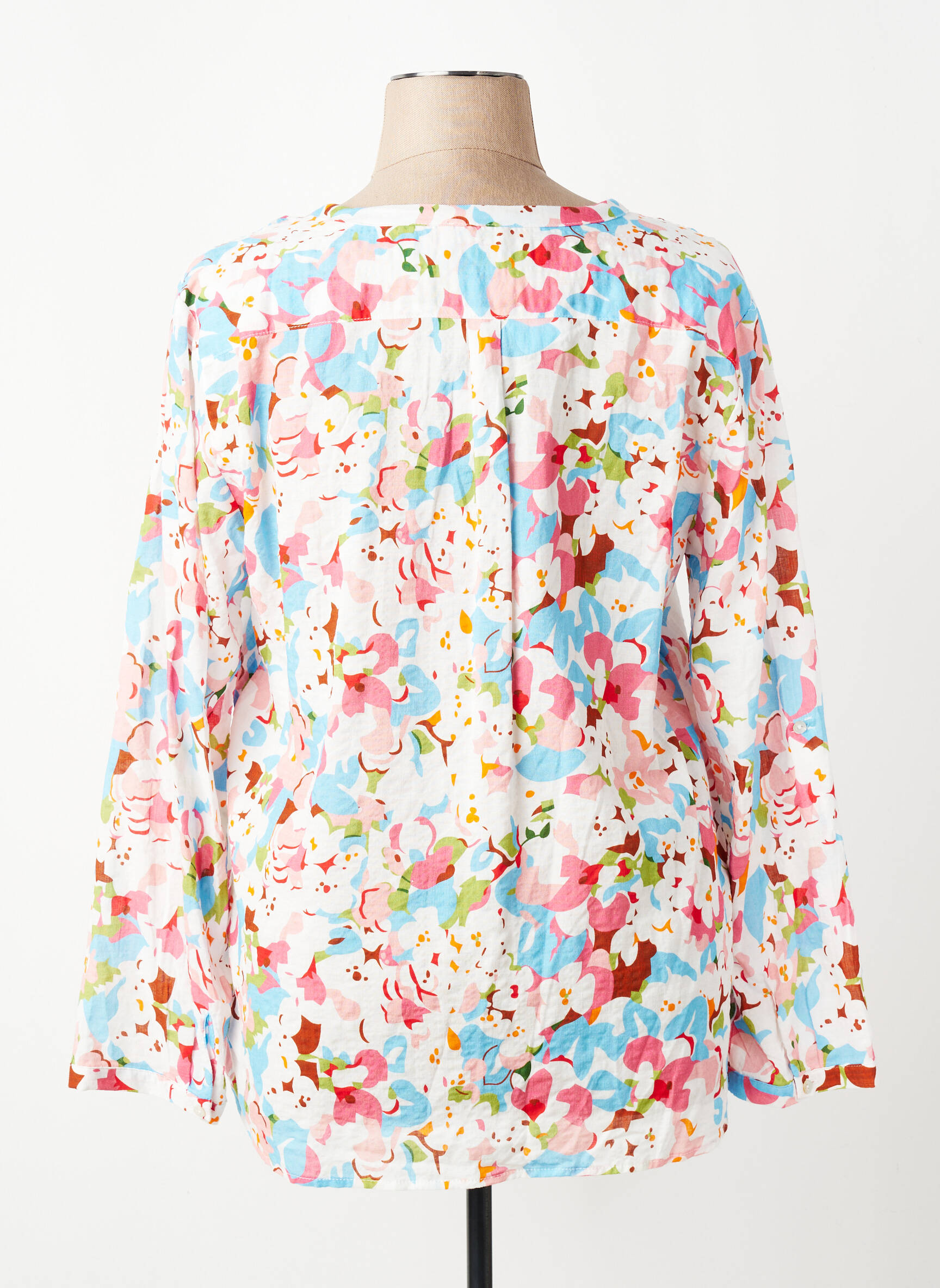 Blouse légère et transparente manches longues rose CHANON femme