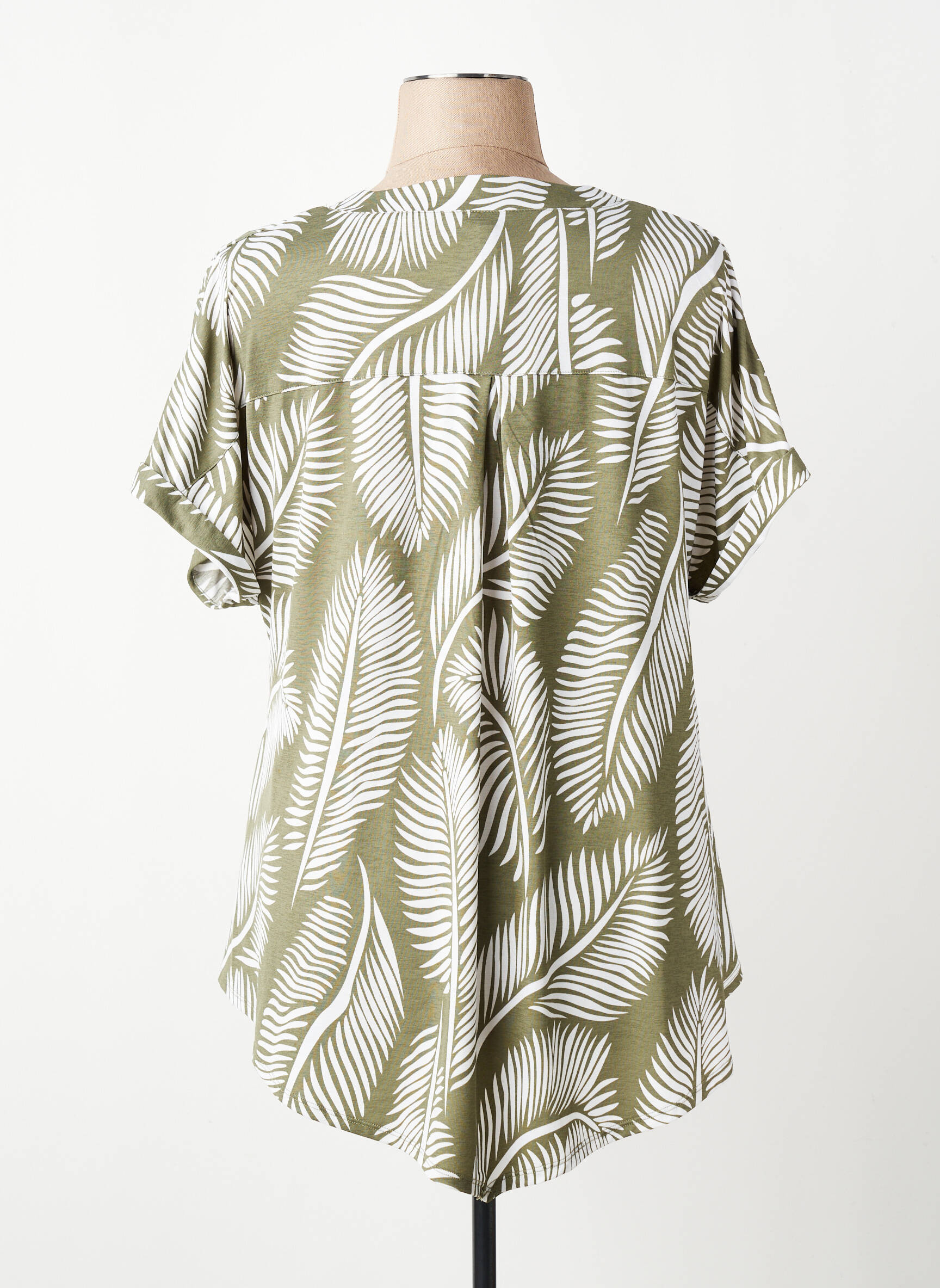 Tunique manches courtes tissage crêpe vert MARBLE femme