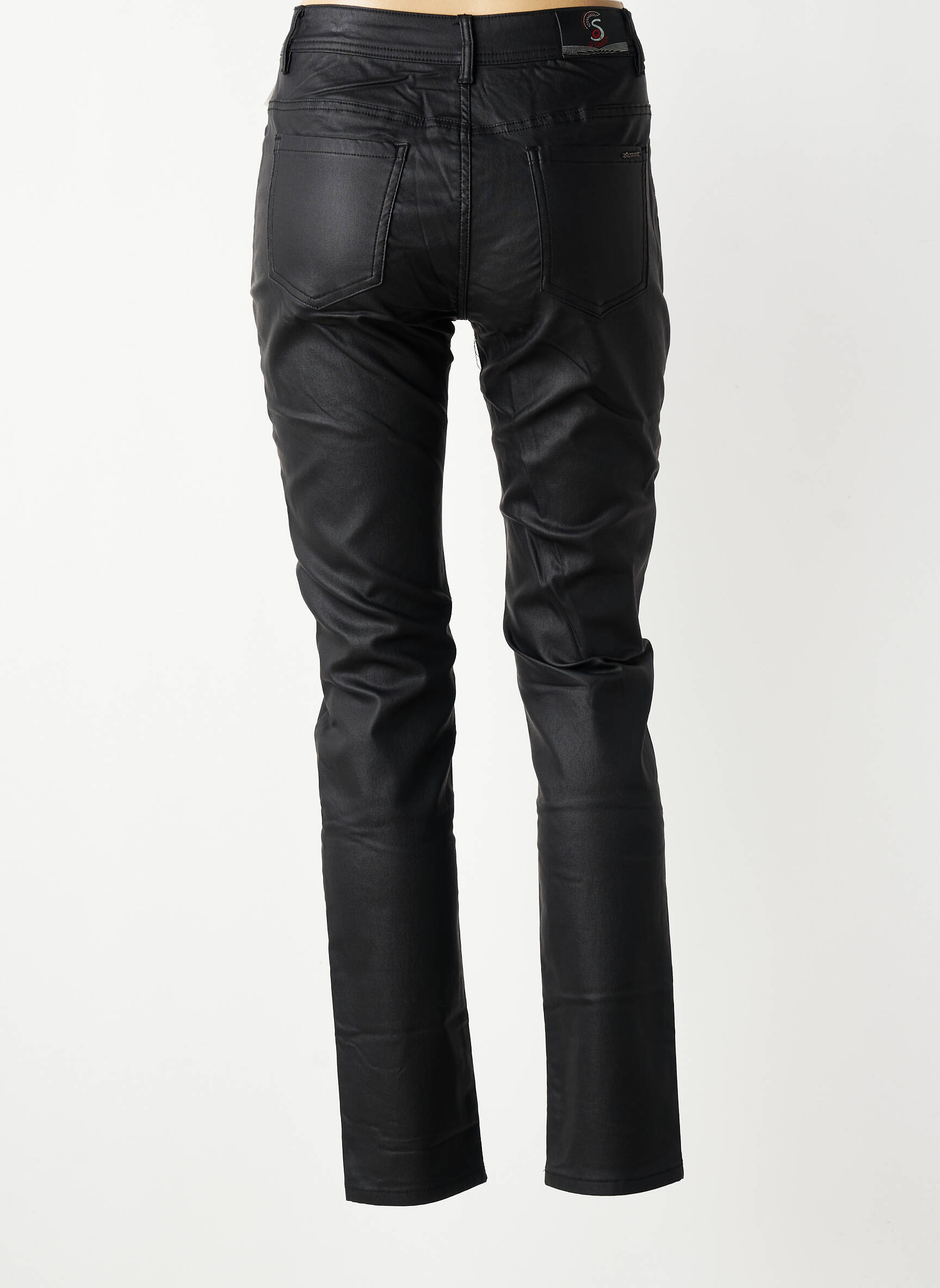 Pantalon slim tissage enduit taille normale noir S.QUISE femme
