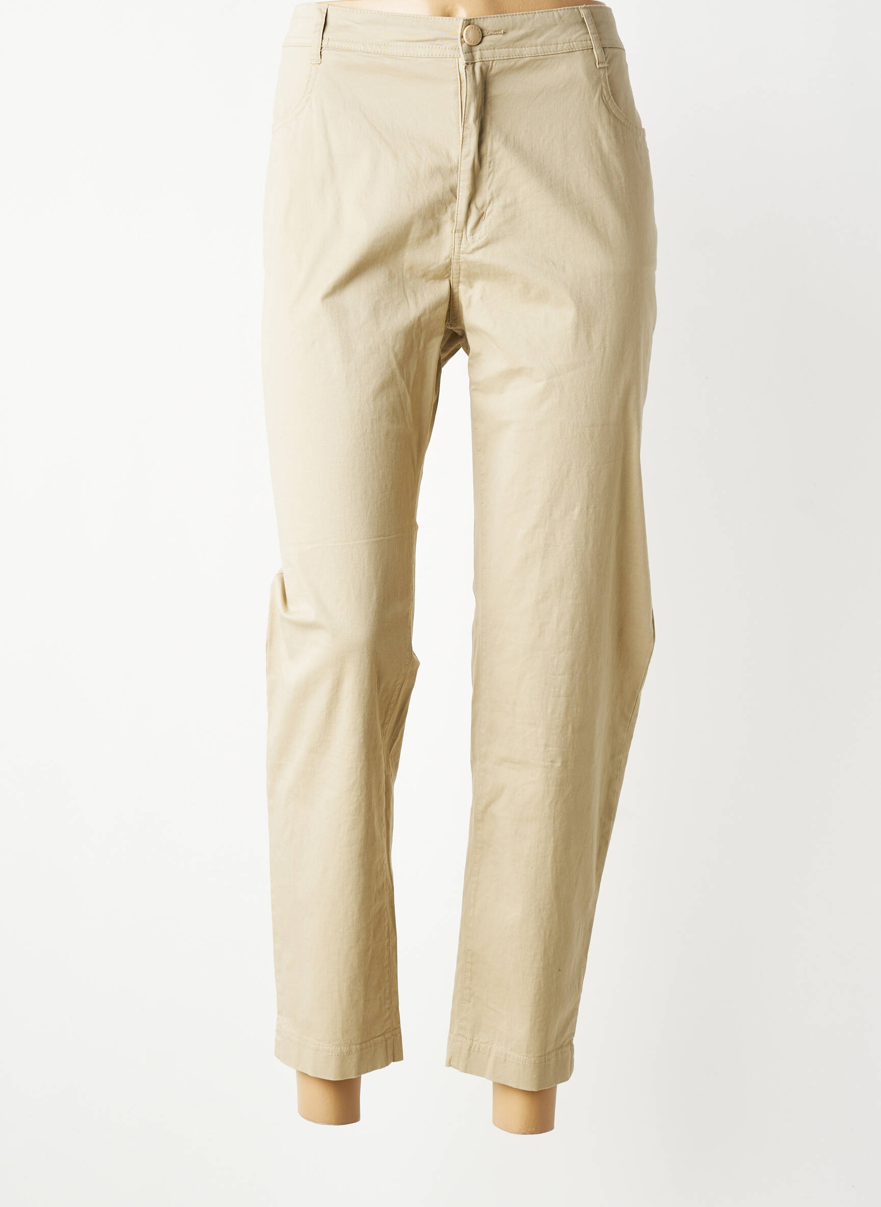 Pantalon 7/8 tissage popeline taille normale beige YOULINE femme
