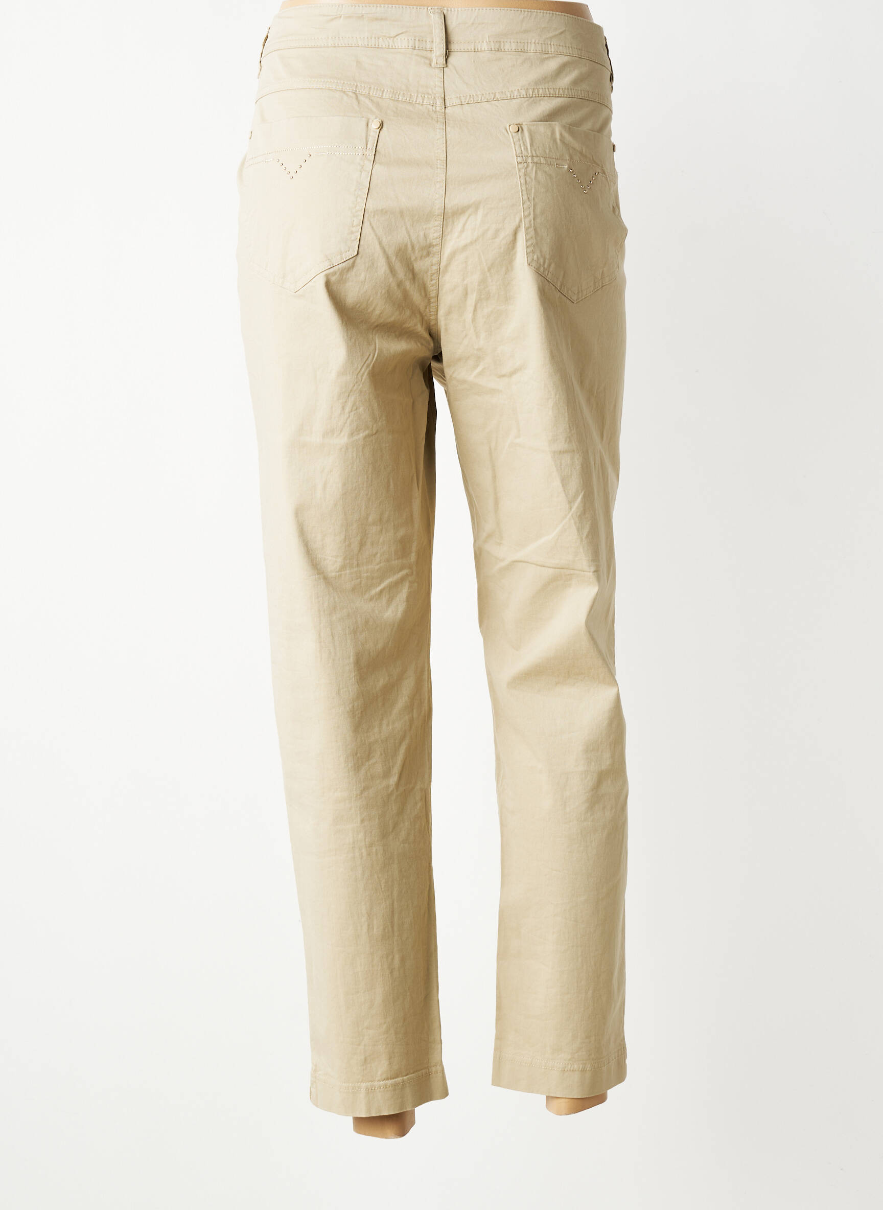 Pantalon 7/8 tissage popeline taille normale beige YOULINE femme