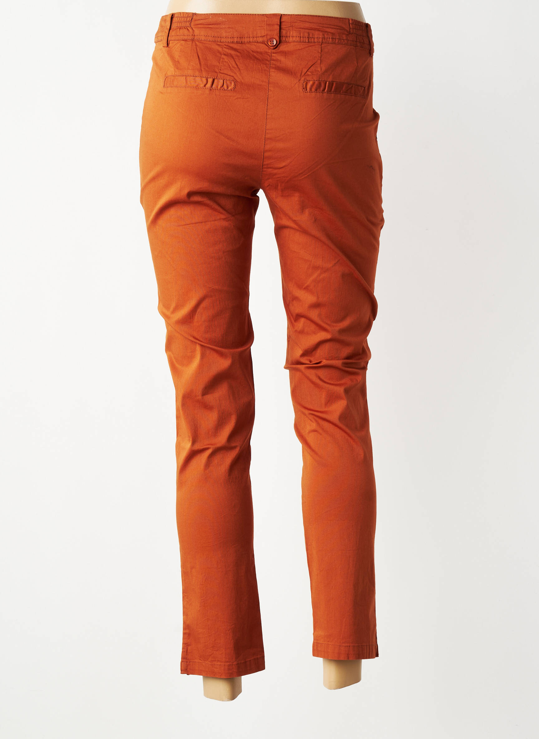 Pantalon chino tissage popeline taille normale orange AGATHE & LOUISE femme