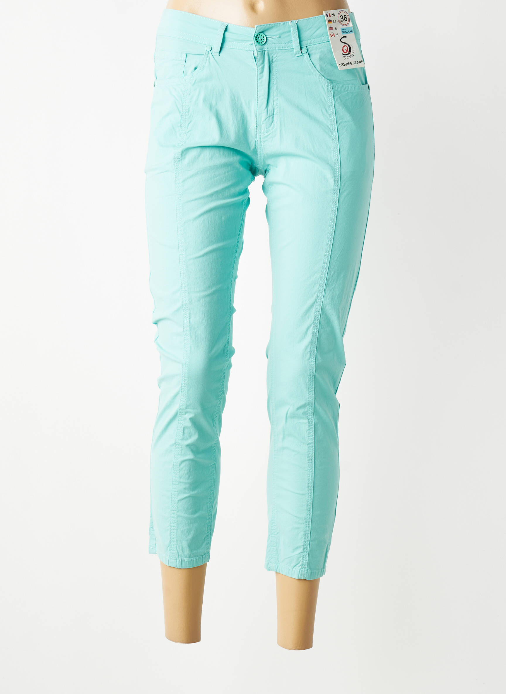 Pantalon 7/8 stretch taille normale bleu S.QUISE femme