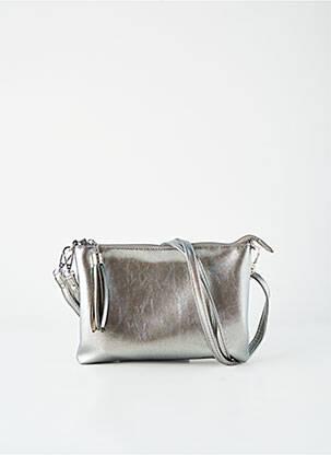 Sac fermeture zippée forme rectangulaire argent FLORA & CO femme
