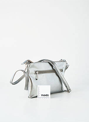 Sac fermeture zippée forme rectangulaire argent FLORA & CO femme