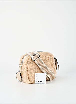 Sac fermeture zippée forme rectangulaire beige DAVID JONES femme