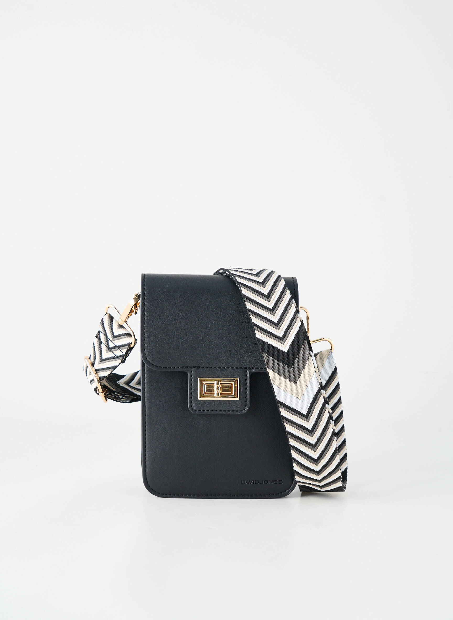 Sac multipoches forme rectangulaire noir DAVID JONES femme