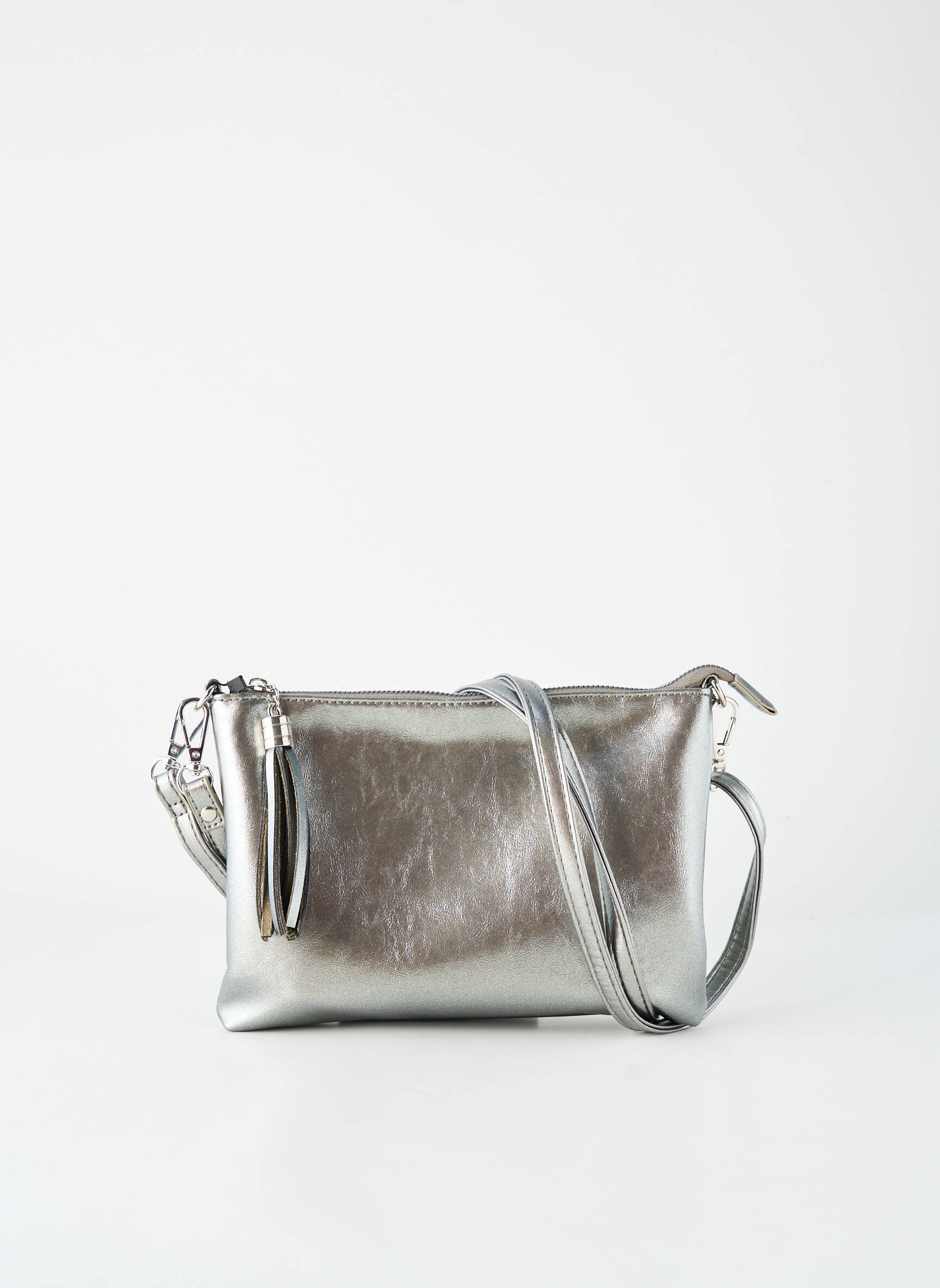 Sac fermeture zippée forme rectangulaire argent FLORA & CO femme