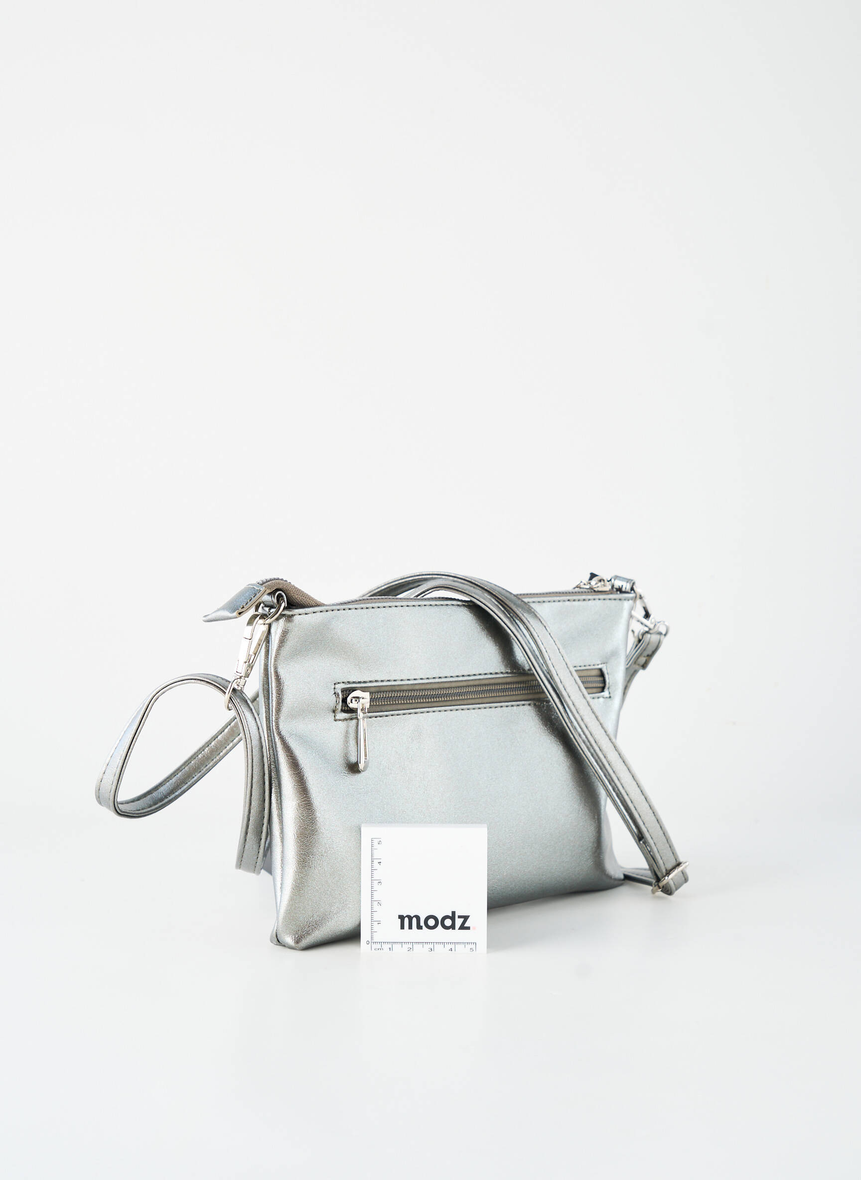 Sac fermeture zippée forme rectangulaire argent FLORA & CO femme