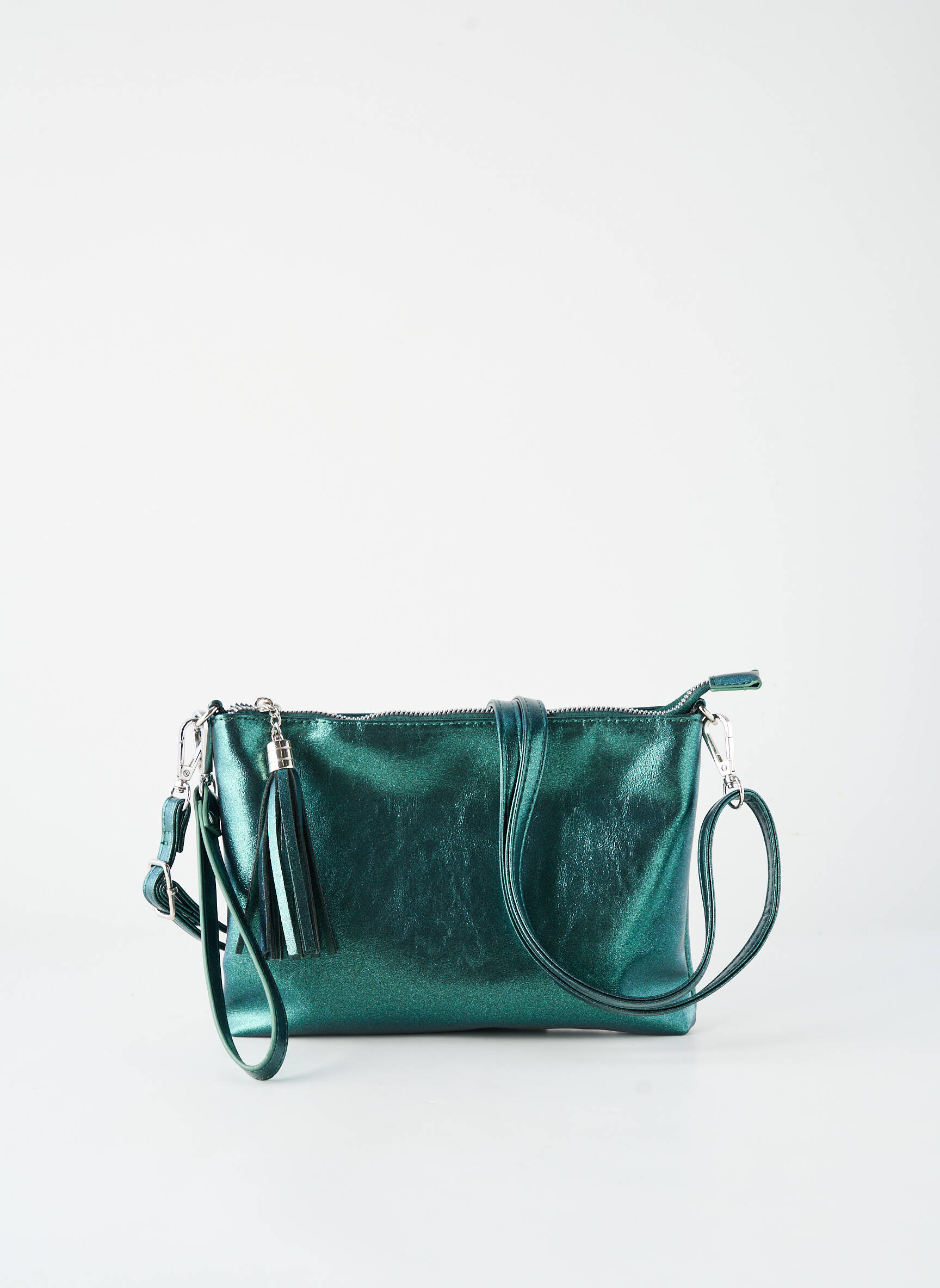 Sac fermeture zippée forme rectangulaire vert FLORA & CO femme