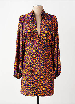Robe courte manches longues manches longues jaune JANE WOOD femme