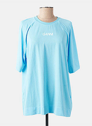 T-shirt sérigraphie manches courtes bleu GANNI femme