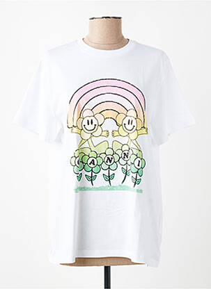 T-shirt imprimé fantaisie manches courtes blanc GANNI femme