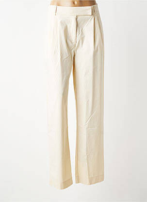 Pantalon droit tissage popeline taille haute beige DANIELE FIESOLI femme