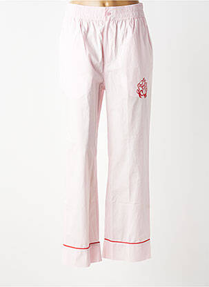 Pantalon droit tissage popeline taille normale rose GANNI femme