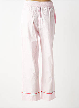 Pantalon droit tissage popeline taille normale rose GANNI femme