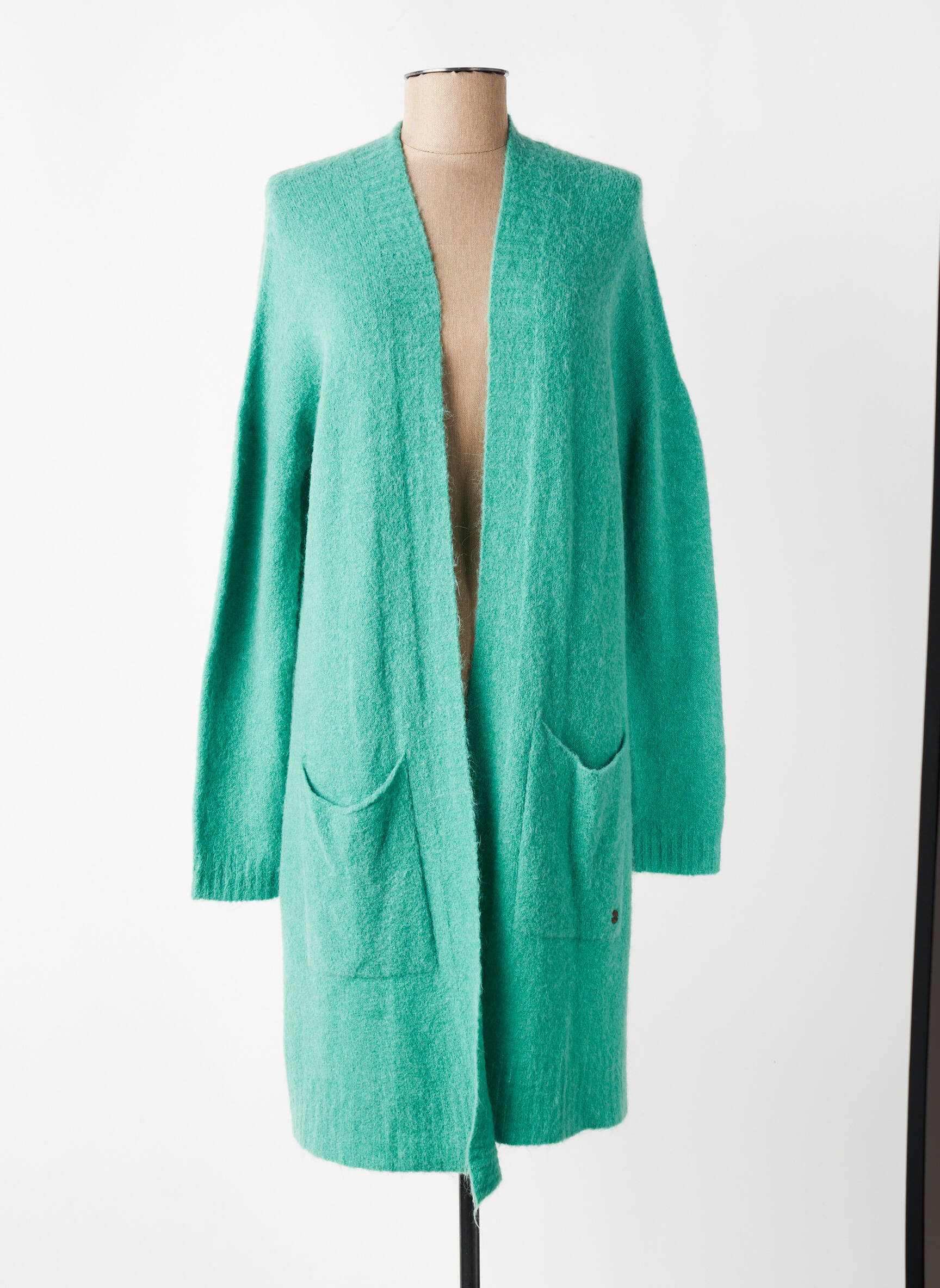Gilet manches longues coupe cintrée vert OTTOD'AME femme