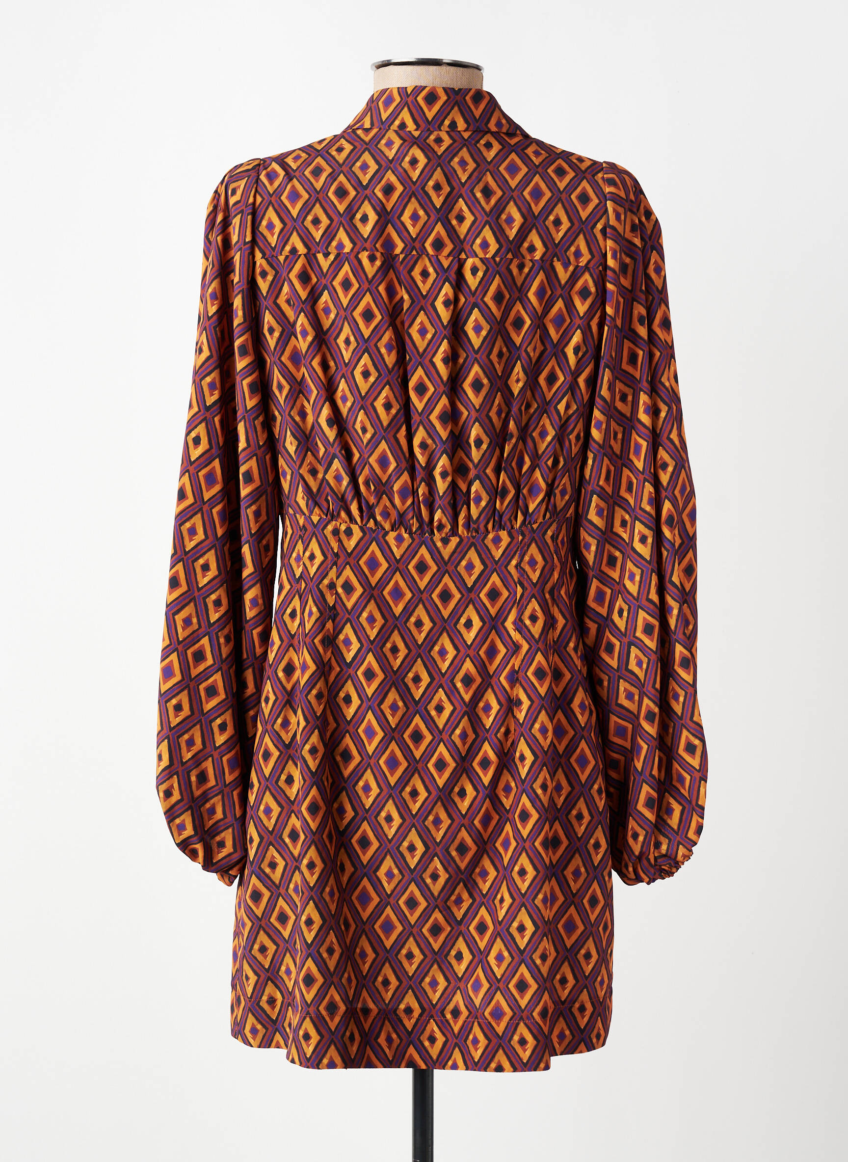 Robe courte manches longues manches longues jaune JANE WOOD femme