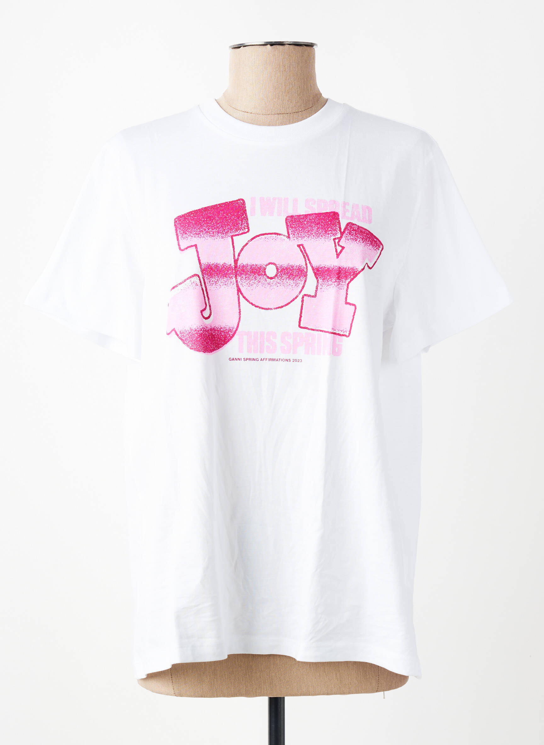 T-shirt coupe droite manches courtes blanc GANNI femme