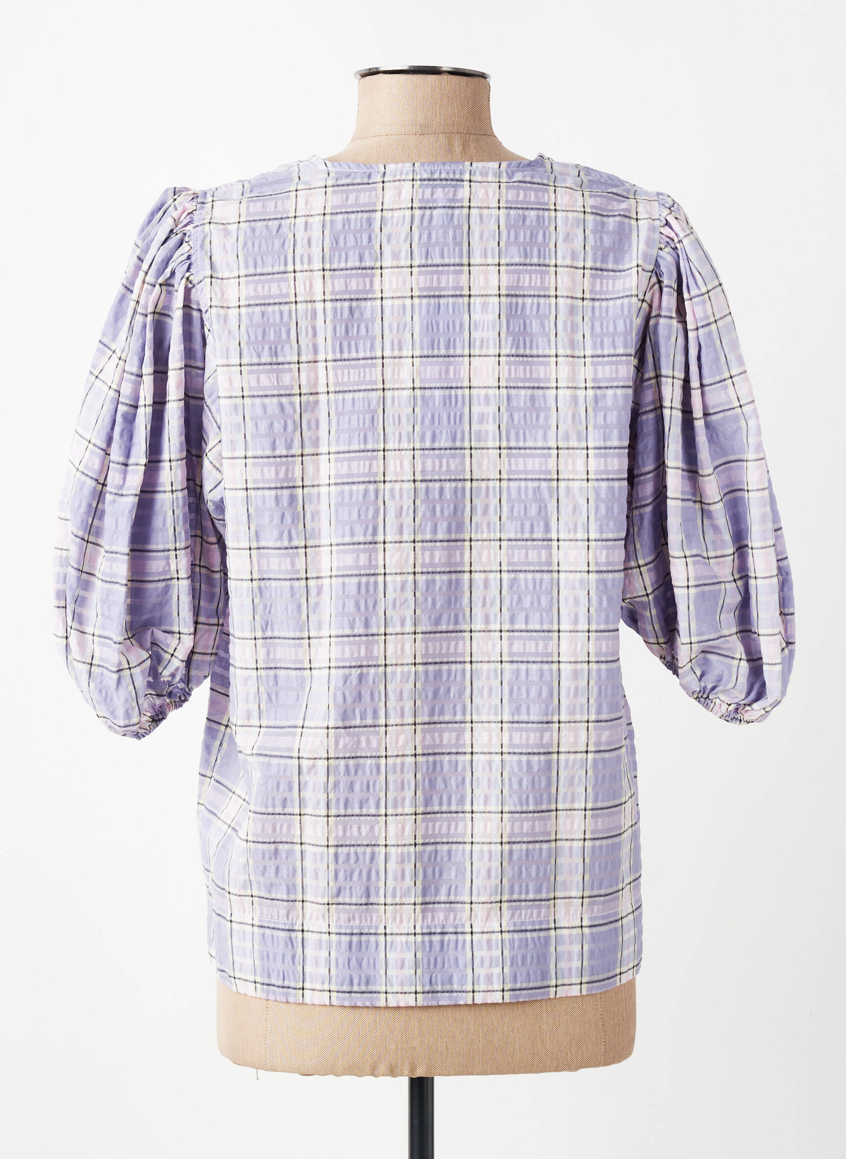 Blouse tissage popeline manches 3/4 violet GANNI femme