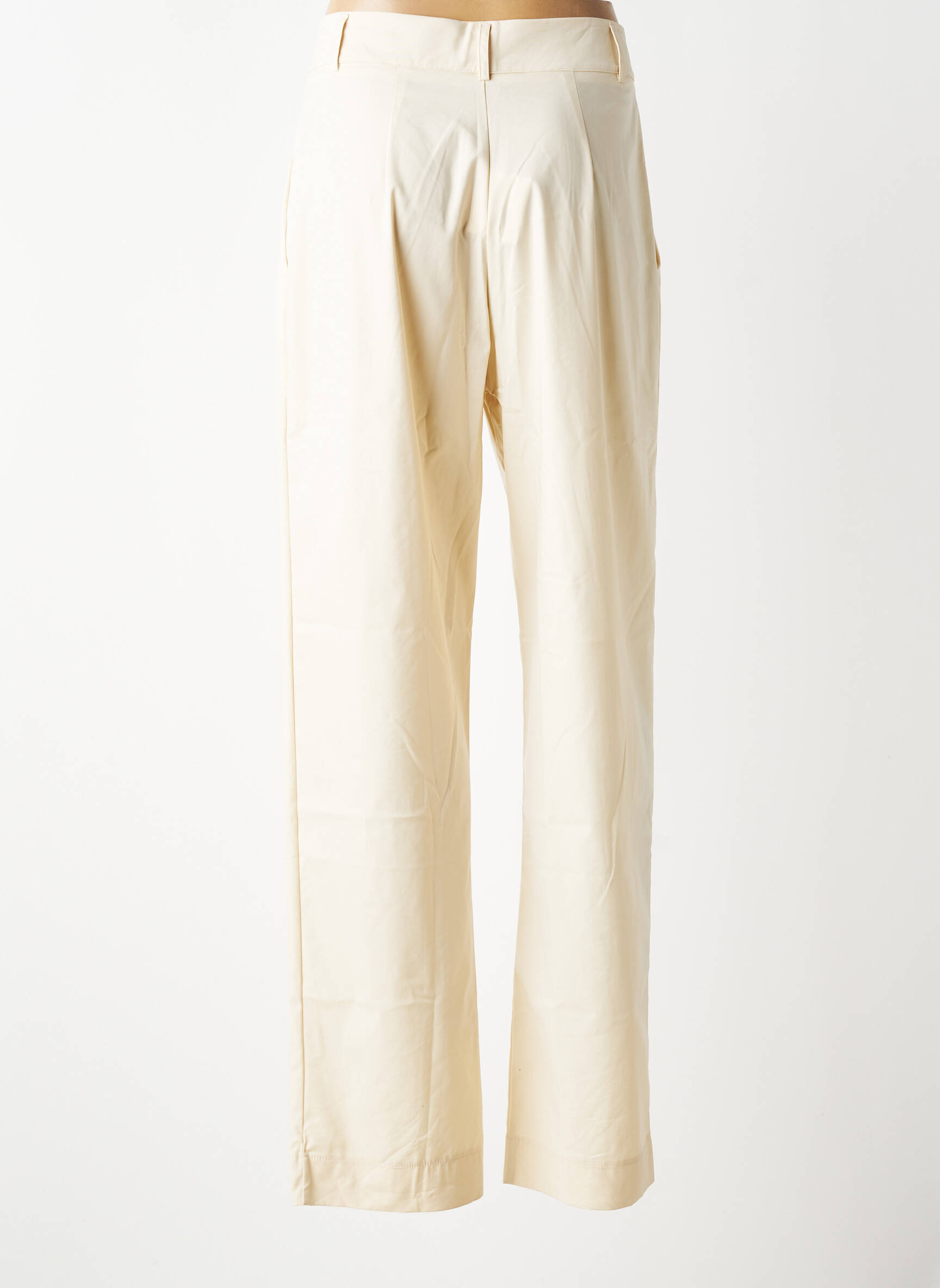 Pantalon droit tissage popeline taille haute beige DANIELE FIESOLI femme