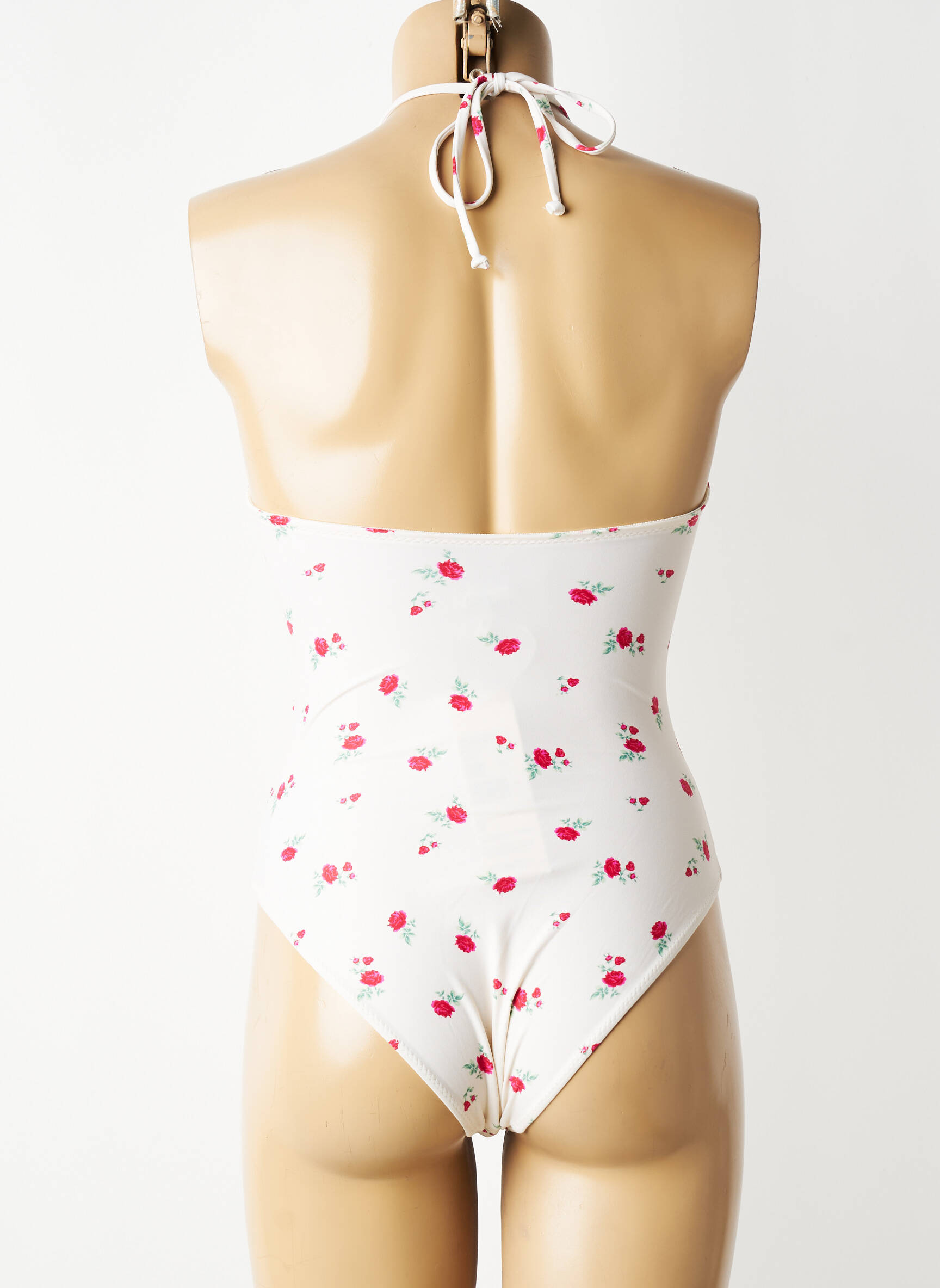 Maillot de bain 1 pièce effet matière satinée haut soutien-gorge avec mousse de rembourrage amovible beige GANNI femme