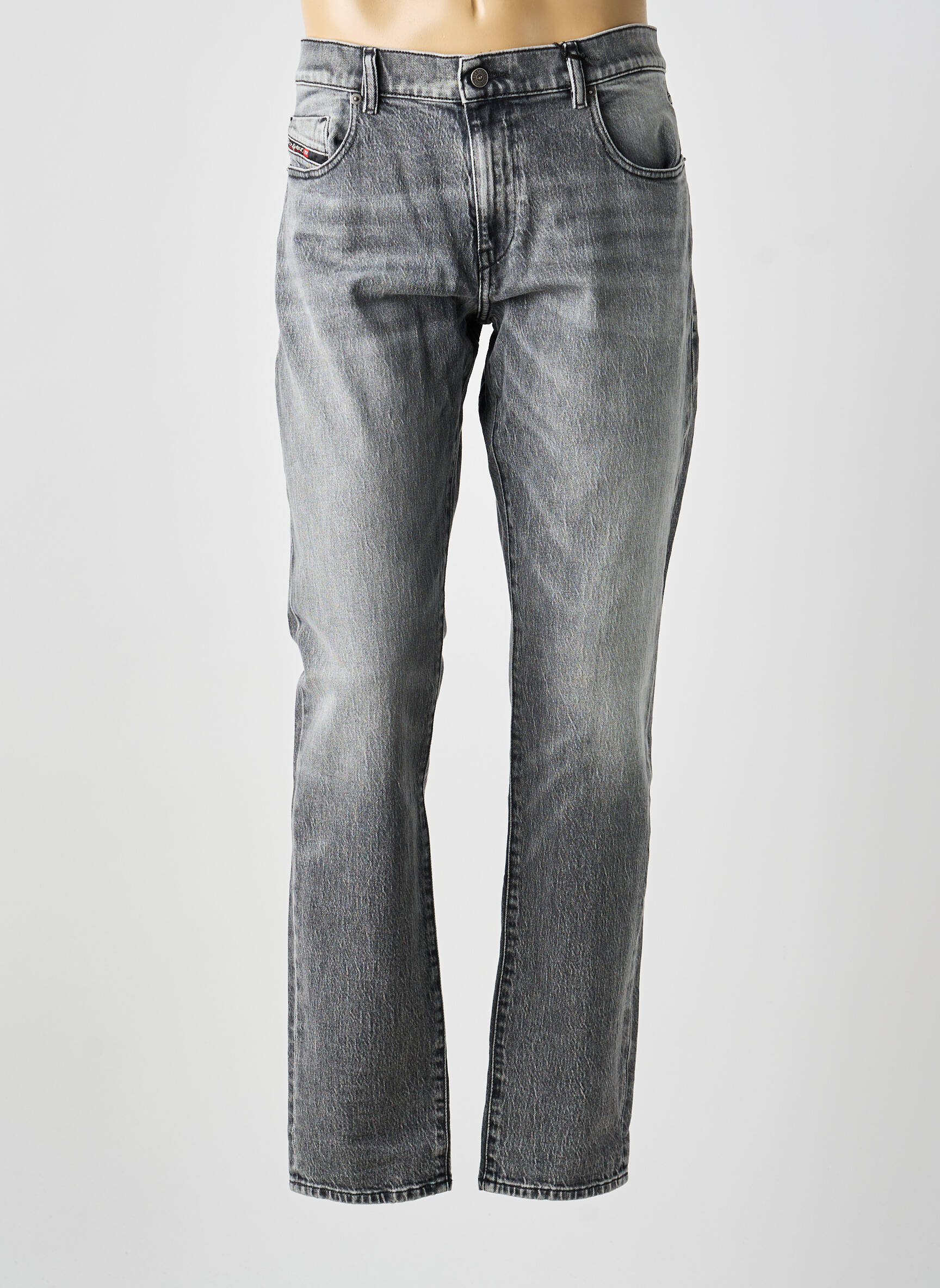 Jeans coupe droite fermeture zippée sous rabat boutonné taille normale gris DIESEL homme